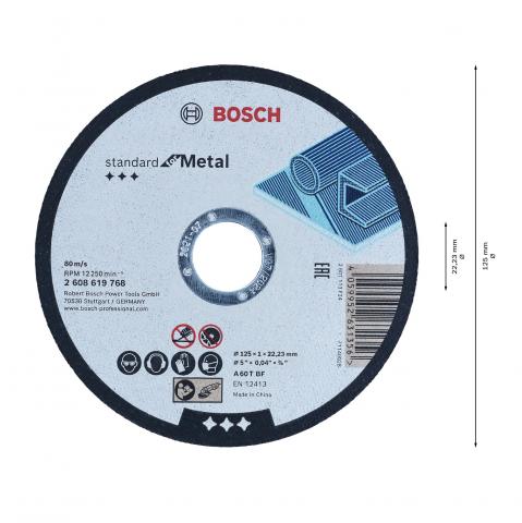 Диск за рязане на метал Standard 125x1 мм Bosch, снимка 3 - Дискове за рязане на метал