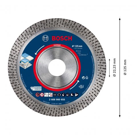 Диамантен диск за рязане Bosch EXPERT HardCeramic 125 мм, снимка 3 - Диамантени дискове
