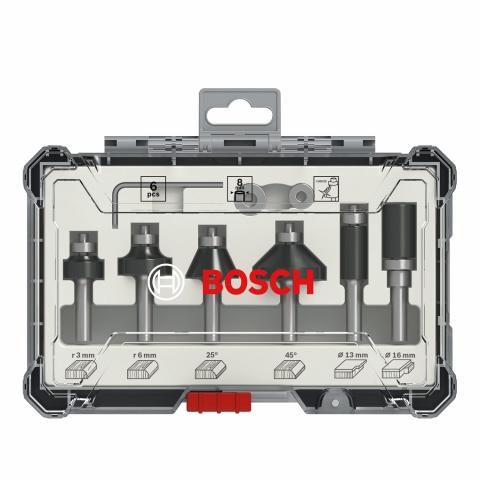 Комплект фрезери за ръбове 8 мм Bosch 6 бр - Фрезери, зенкери
