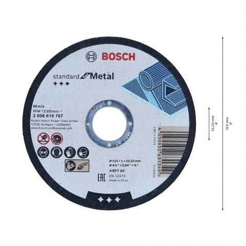 Диск за рязане на метал Standard 115x1 мм Bosch, снимка 3 - Дискове за рязане на метал