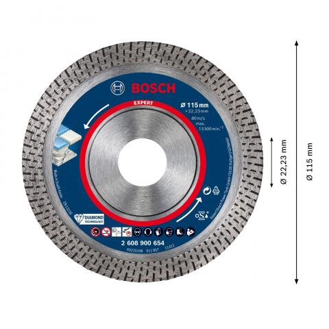 Диамантен диск за рязане Bosch EXPERT HardCeramic 115 мм, снимка 3 - Диамантени дискове