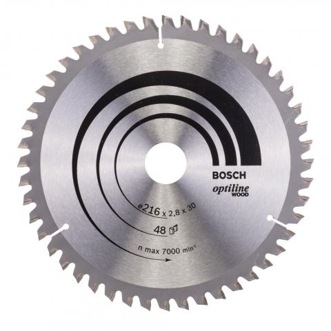 Диск за циркуляр Optiline for Wood 216x30x2.8 мм 48 Bosch - Циркулярни дискове