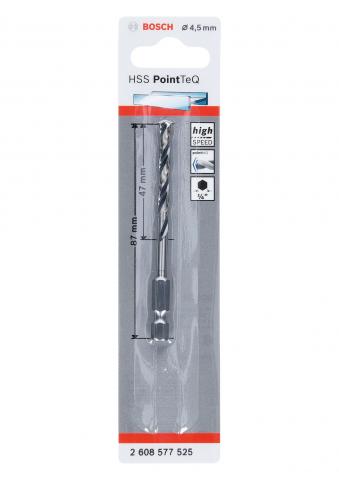 Свредло HSS PointTeQ Hex 4.5 мм Bosch - Свредла за метал