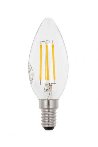 LED крушка филамент E14 C35 4W 540lm 6400K, свещ - Лед крушки е14